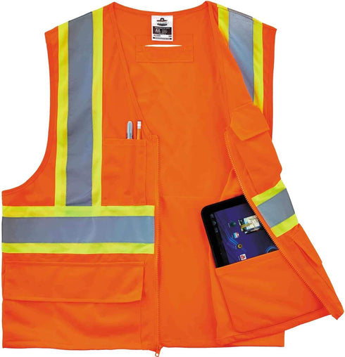 Ergodyne - 26187 GloWear 8235ZX ANSI Two-Tone High Visibility Orange Safety Vest with X-Back, 2XL/3XL...