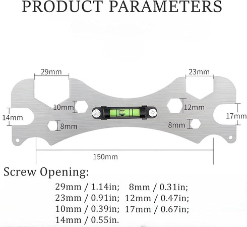 Jiawu Faucet Wrench, Multifunctional Spanner Wrench for Faucets Hose Connections, Tap Nut Wrench with Spirit Level, Pipe Socket Wrench, Faucet Plu...