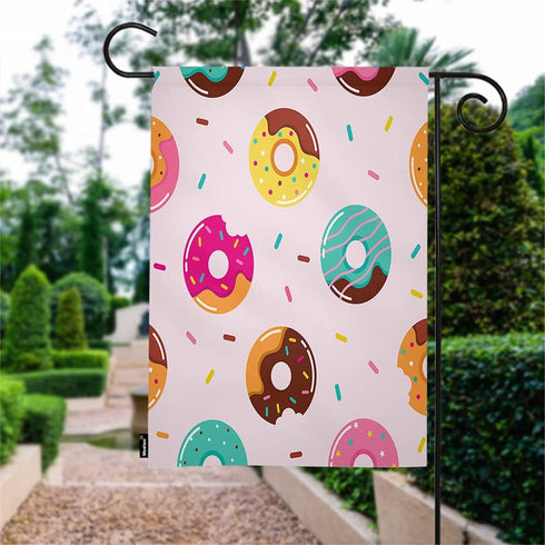 Moslion Donut Garden Flag Sweet Chocolate Donuts Candy with Polka Dot Stars For Baby Kids Flags Double-Sided Banner Welcome Yard Flag Outdoor Home...