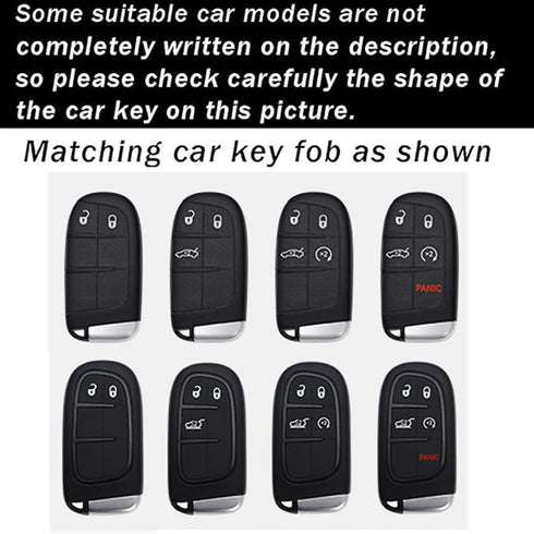 ontto Car Key Fob Cover Fit for Jeep Grand Cherokee Key Remote Metal Frame and Leather Key Shell Full Protector Fit for Dodge Challenger Charger D...