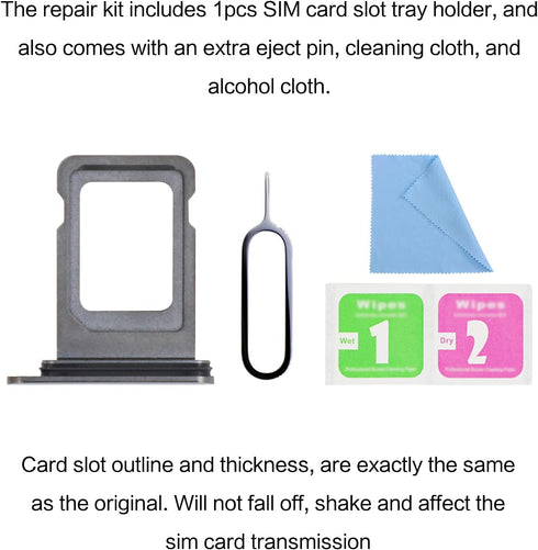 ASDAWN for iPhone 11 Pro Max SIM Card Slot Tray Holder Replacement for iPhone 11 Pro SIM Card Tray Slot Waterproof Rubber Ring and SIM pin(Single ...