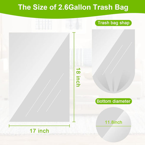 Clear Trash Bags - 100 Clear 2.6 Gallon Small Garbage Bags?white? for home office kitchen Trash Can Bathroom Bedroom...