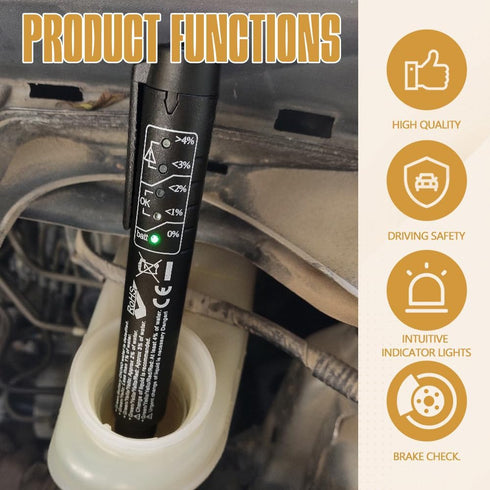 Brake Fluid Tester, Brake Fluid Test Strips, Hydraulic Fluid Liquid Oil Moisture Analyzer with 5 Led Indicators, DOT 3 DOT 4 DOT 5.1 Brake Fluid L...