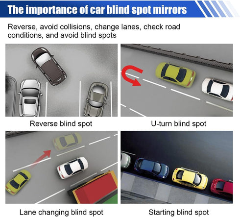 2PCS Fan Shaped Car Blind Spot Mirrors, HD Glass Frameless Convex Wide Angle Mirror, Adjustable Car Auxiliary Universal Rear View Mirror Exterior ...