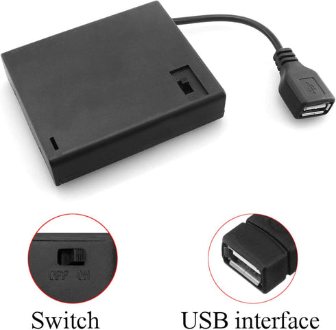 DGZZI USB Female Socket 4 AA Battery Case Box Holder with ON-Off Switch...