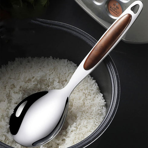 2pcs Stainless Steel Rice Spoon Rice Cooker Dishes Condiment Spoon Soup Rice Ladle Spoon Rice Serving Spoon Rice Scooper Asian Spoons Kitchen Scoo...