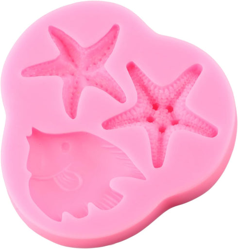 Marine Theme Silicone Mold Starfish Fondant Molds Fish Candy Mold For Cake Decoration Cupcake Topper Chocolate Polymer Clay Gum Paste...