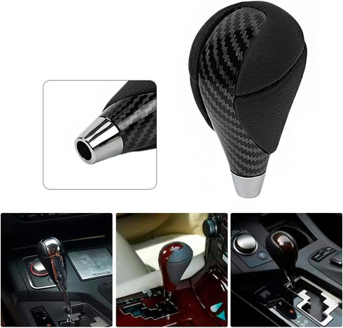 muge racing Gear Shift Knob Carbon Fiber Leather for Most Lexus ES300 GS430 IS250 LX470 RX450h Toyota Crown Corolla Camry Rav4 Prado 4Runner Highl...