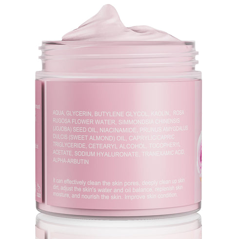 Rose Clay Facial Mask, Clay Mask Reduce the Blackheads, Pink Clay Mask with Kaolin and Collagen, Gentle Skincare for Women and men, Moisturizing 5...