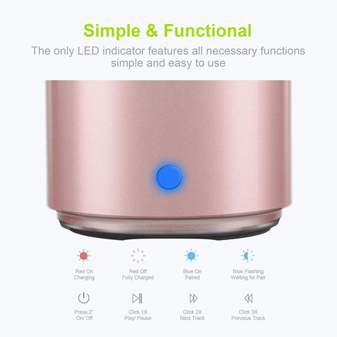 EWA A106 Portable Mini Bluetooth Speaker, Enhanced Bass and High Definition Sound, Portable Design, for iPhone, iPad,Nexus,Laptops and More (Roseg...