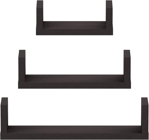FURINNO Indo Wall Mounted Floating Shelves, Espresso...