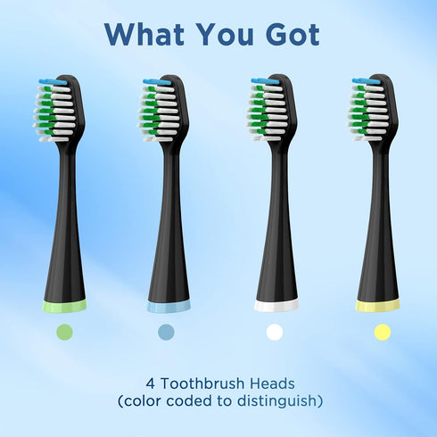 Replacement Toothbrush Heads for Waterpik Complete Care 5.0/9.0 (CC-01/WP-862), with Covers, 4 Count, Black...