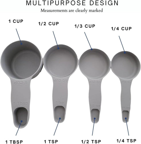 Storage Theory 2-in-1 Measuring Cups & Spoons Set - Space-Saving Nesting Kitchen Gadget for Baking, Cooking & Coffee - Food Grade Plastic Measurin...