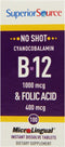 Superior Source No Shot Vitamin B12 Cyanocobalamin (1000 mcg), Folic Acid (400 mcg), Quick Dissolve MicroLingual Tablets, 100 Ct, Increase Energy,...