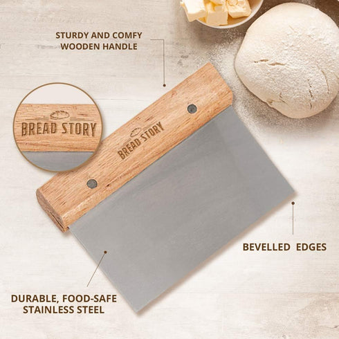 Bread Story Danish Whisk Dough Lame Slashing Tool And Wooden Scraper Tool Used for Pastry Baking Sourdough Starter Kit Set of 3...