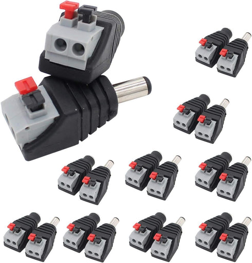 DC Power Connector Plug 10 Pairs Male and Female DC Connector 5.5mm x 2.1mm Power Jack Plug Adapter Socket for CCTV Camera and Led Strip...