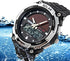 MASTOP solar energy watch led luminous indication 2 Time Zone 50m waterproof watch(Silver)...