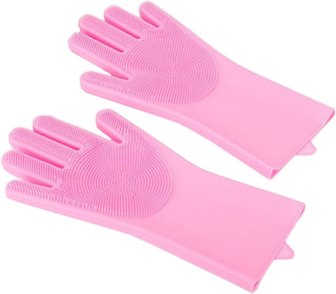 Pet Grooming Gloves, Heat Resistant Silicone Dog Cat Bathing Washing Mitts with High-Density Teeth and Enhanced Five Finger Design, Massaging Hair...