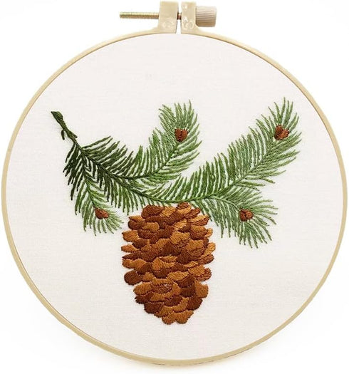 Beginner DIY Hand Embroidery kit for Home Decoration Hanging Pictures Large Pine Cones...
