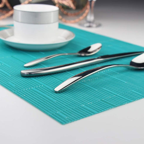 PIGCHCY Placemats,Washable Durable Vinyl Woven Table Mats,Elegant Heat Resistant Placemats for Dining Table Set of 6 (18 x 12 inches, Turquoise)...