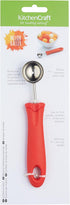 KitchenCraft Melon Baller Fruit Scoop, Soft Grip Easy to Clean Stainless Steel Head Cuts, 17cm (6.7"), Red...