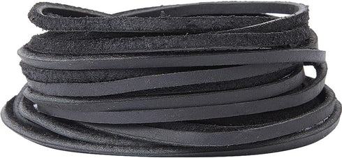 GORGECRAFT 5m*3mm*2mm Black Flat Leather Cord Genuine Leather Strips Cowhide Strings Braiding Thread Rope for DIY Crafts Necklace Bracelets Anklet...