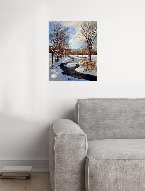 Scenery Winter Stream with Snow Landscape Wall Decor Art Print Poster (16x20)...