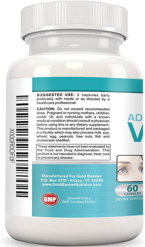 Advanced Vision Support - Lutein Eye & Vision Complex with Lutein, Bilberry, Zinc, Grapeseed & Essential Vitamins - All Natural Retina Capsules fo...