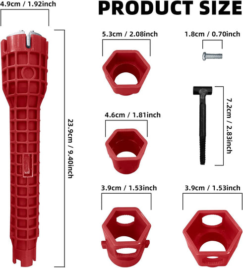 2 Pack Multi-functional Sink Wrench Faucet Installation Tools, 14-in-1 Sink Wrench and 8 in 1 Basin Wrench Faucet Installer for Toilet Bowl/Bathro...
