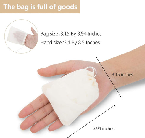 50Pcs Cotton Muslin Bags-3.94 x 3.15 Inches Eco-friendly Drawstring Bags for Reusable Sachet, Crafts, Teas, Spices, Soaps, Jewellery, Crafts, Part...