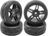 4 pcs 1/10 RC On-Road Rubber Tires & Wheels Sets 5 Spoke Wheels V Tread Rubber Tires 12mm Hex Hub...