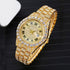 Mens Ice Out Watches Big Rocks with Roman Numerals Fully Colorful Dial Gold Watch...