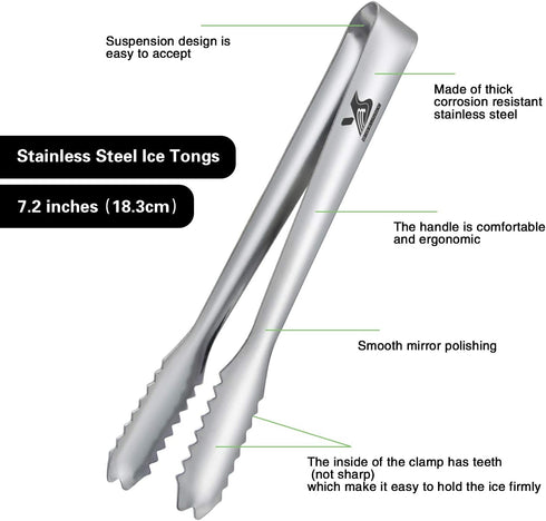 MSY BIGSUNNY Durable Stainless Steel Ice Tongs, 7 inch Sugar Cube Serving Tongs, Set of 2...