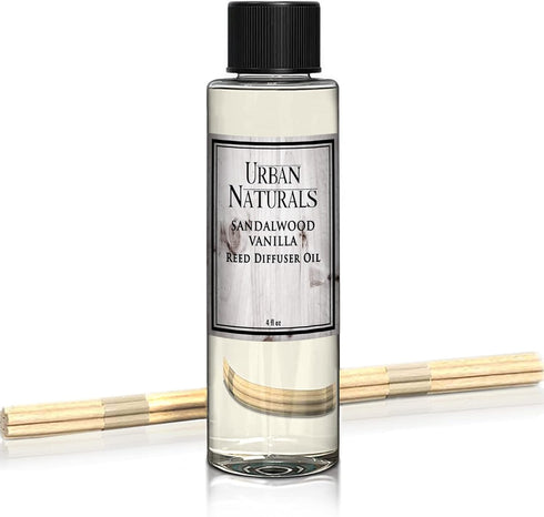 Urban Naturals Sandalwood & Vanilla Reed Diffuser Refill Set | Includes a Free Set of Reed Sticks! 4 oz | Great Gift Idea Home Fragrance Lovers!...