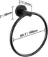 HITSLAM Matte Black Towel Ring for Bathroom, SUS304 Stainless Steel Hand Towel Holder Wall Mounted, Modern Simple Round Kitchen Hand Towel Ring wi...