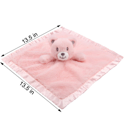 Bear Baby Security Blanket Soft Baby Lovey Fluffy Blanket for Girls Lovie Snuggle Toy Baby Cuddly Bear Stuffed Gift for Newborn Infants Pink 13.5 ...