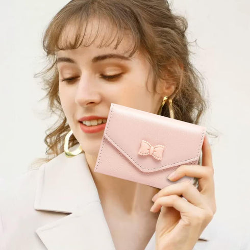 Sunwel Fashion Trendy Bow Small Bifold Wallet with Cash Credit Card Holder ID Window for Women Girls...