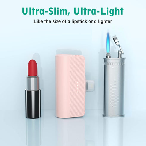KKD Portable Charger for iPhone, Built-in MFi Certified Plug, 5000mAh Small Portable Phone Charger Power Bank for iPhone 14/13/12/11/XR/X/SE/8/7/6...