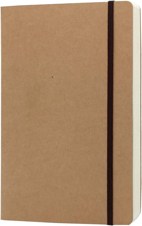 CooLeathor A5 Blank Notebook - 5.8 x 8.25 Inches Hard Kraft Cover Sketch Book with Elastic Closure, 80 Sheets / 160 Pages, Thick 100gsm Paper, Gre...