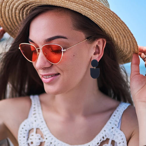 4 Pairs Geometric Drop Dangle Earrings Lightweight Polymer Clay Stud Earrings Handmade U Shape Boho Geometric Earrings Irregular Geometric Stateme...