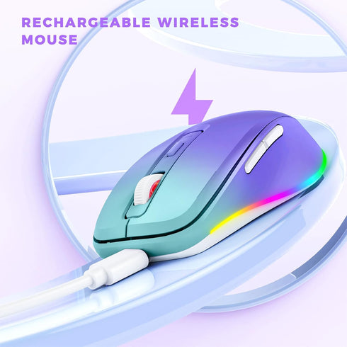 Wireless Mouse Jiggler - LED Wireless Mice with Build-in Mouse Jiggler Mover, Rechargeable Moving Mouse for Computer with Undetectable Random Move...