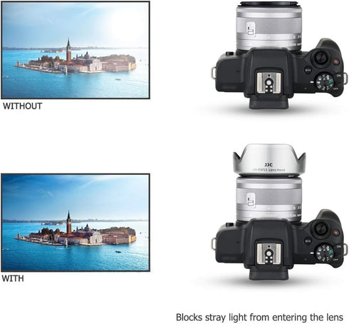 JJC Camera Lens Hood Shade for Canon EF-M 15-45mm f/3.5-6.3 is STM & RF-S 18-45mm f/4.5-6.3 is STM Lens on Canon EOS R100 R50 M50 M50 Mark II M5 M...