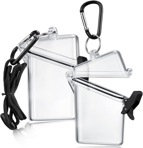 2 Pack Waterproof ID Badge Holder Case Waterproof Sports Case Vertical Badge Holders with Lanyard and Keychain...
