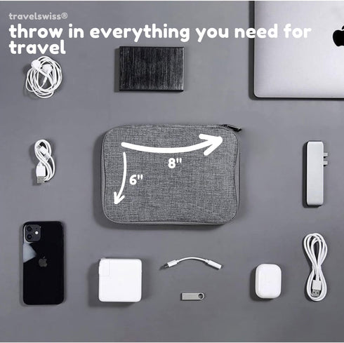 Travel Case Carry Pouch Electronic Accessories Organizer Portable Waterproof Double Layers All-in-One Storage Bag for Power Bank USB Cable Mouse C...