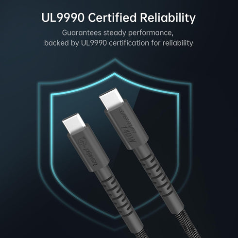 Cable 140W 240W Max Fast Charge & High-Speed Data USB C to C Cable, 5ft, 90° Bendable, Biodegradable Nylon, PD 3.1, Compatible with MacBook Pro, f...