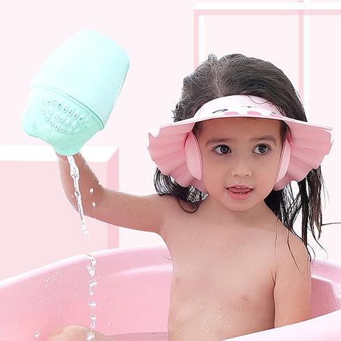 ITODA Baby Bath Shampoo Cap with Ear Protection Safe Bathing Visor Hat Soft Shower Wash Hair Adjustable Portable Shield for Children Kids...