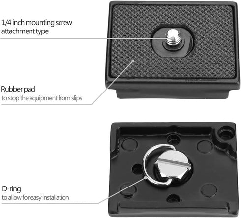 Acouto Quick Release Plate for Camera Tr with 1/4'' Screw Mount Fit for 3157N 3030 3130 3160 3262QR Aluminum Alloy + Rubber...