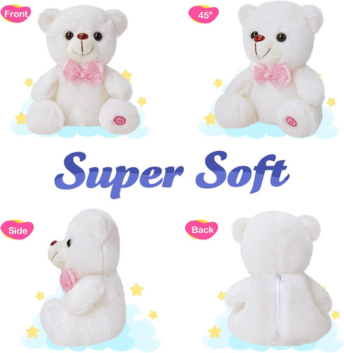 BSTAOFY Light up Mother's Day White Teddy Bear LED Stuffed Animal Soft Nightlight Glow Bear Plush Toy Gifts for Kids Mom Girls Valentine's Day Bir...