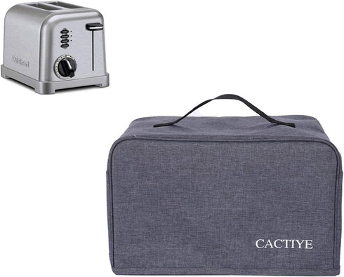 toaster Dust Cover with Pockets Compatible with Cuisinart 2 Slice Toaster, Can Hold Jam Spreader Knife & Toaster Tongs, Dust and Fingerprint Prote...