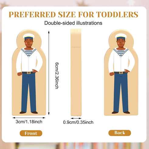 30 Pcs Wooden Community Helpers Toys Small Professionals Wooden Character Set Cute Career Blocks Wood People Figures for Classroom Open Ended Stem...